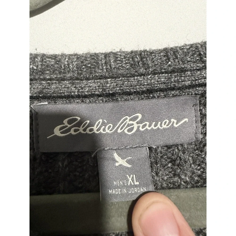 eddie bauer military style wool long sleeve sweater, grey, men's 2x